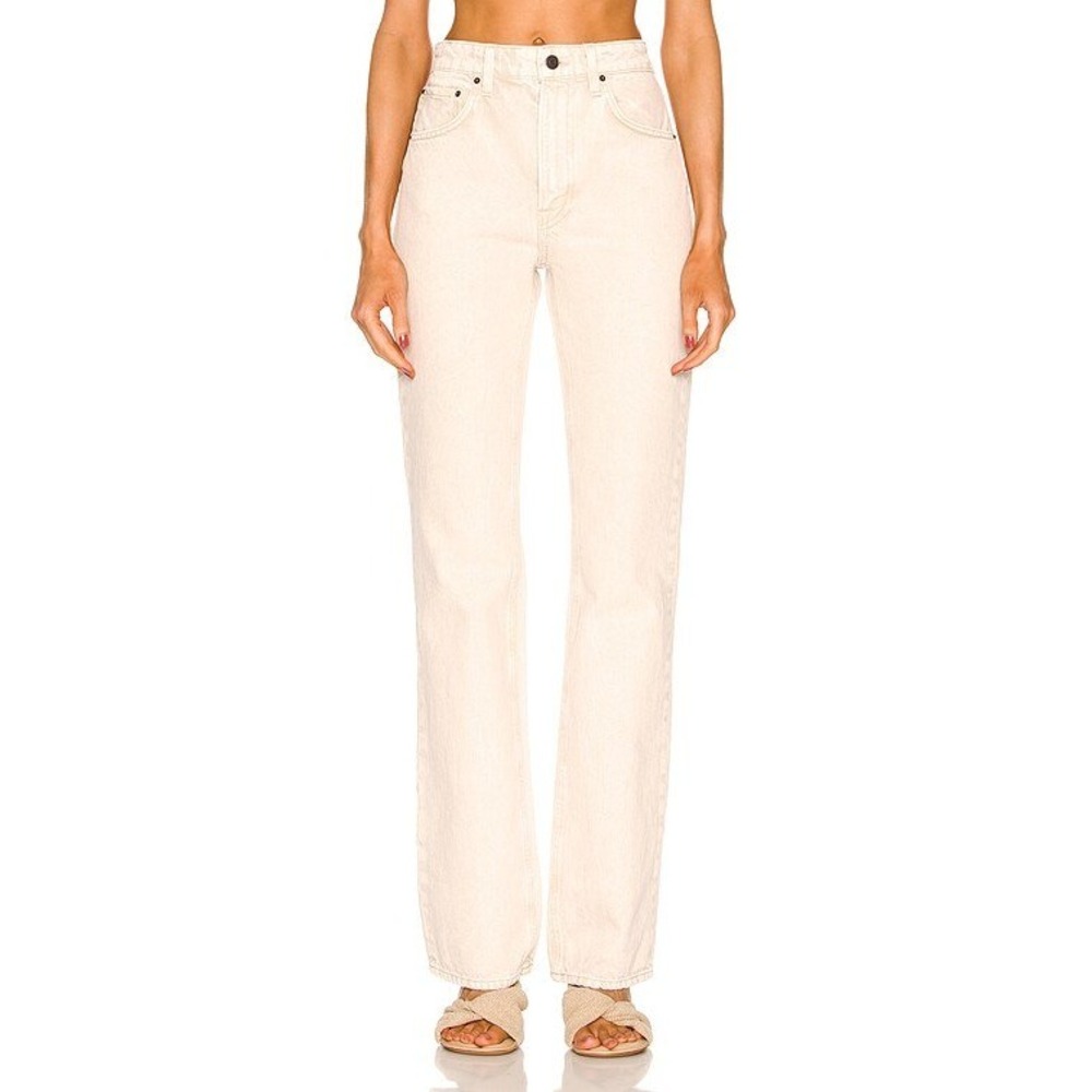 $225 GRLFRND Revolve Melanie Boot Cut Cream High Waisted Jeans Size 28